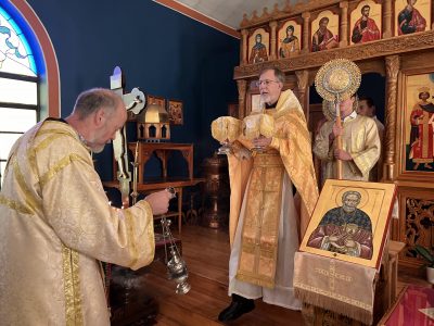 Father Paul Coats during an Orthodox church service